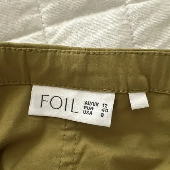 Foil Dress Womens 8 Green Maxi 1/2 Zip Lagenlook Minimalist Bohemian - Picture 5 of 11